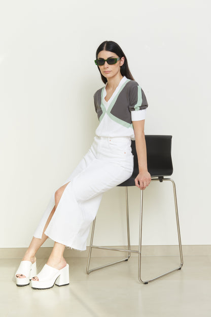 Mezza Manica con scollo V in Cotone - Rita