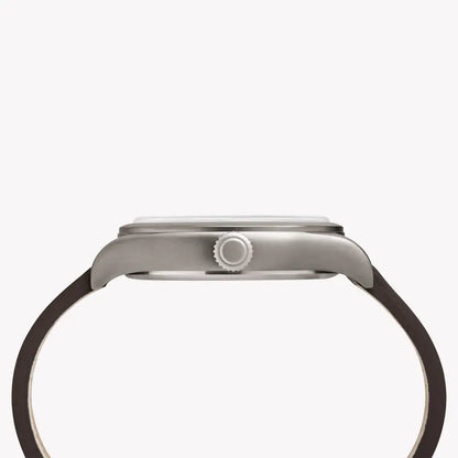 Orologio Timex da uomo in pelle marrone, quadrante bianco sporco | Tw2r38600