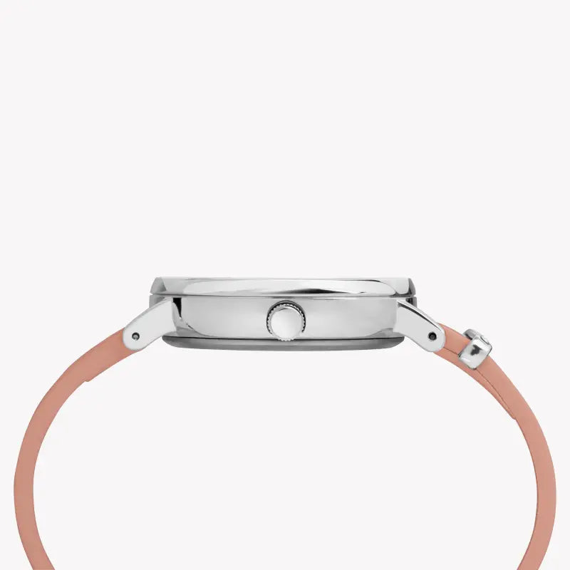 Orologio Timex da donna in pelle rosa, quadrante bianco | Tw2r70400