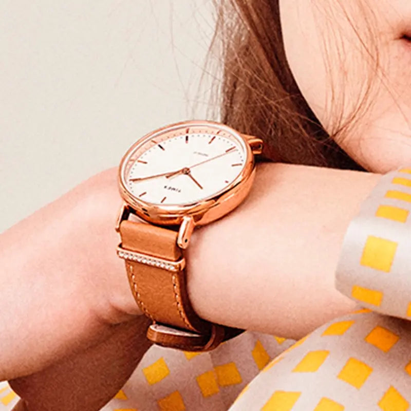 Orologio Timex da donna in pelle rosa, quadrante bianco | Tw2r70400