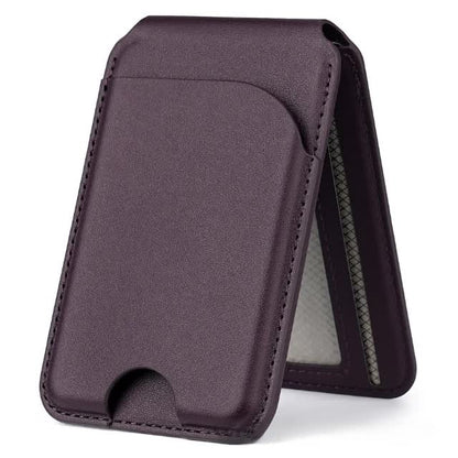Portafoglio magnetico MagSafe NNEDSZ viola scuro con supporto - Porta carte in pelle PU per iPhone 