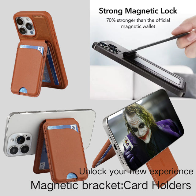 Portafoglio magnetico MagSafe NNEDSZ viola scuro con supporto - Porta carte in pelle PU per iPhone 