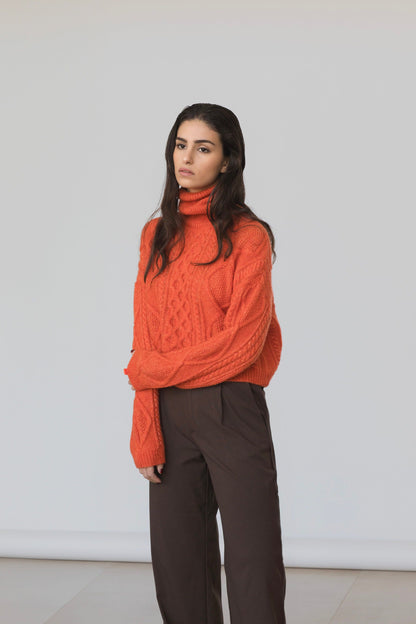 Maglione con treccia a Lana Merinos - Saffira