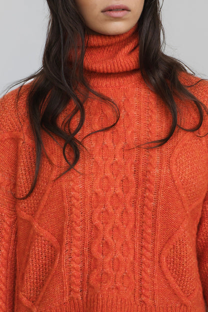 Maglione con treccia a Lana Merinos - Saffira