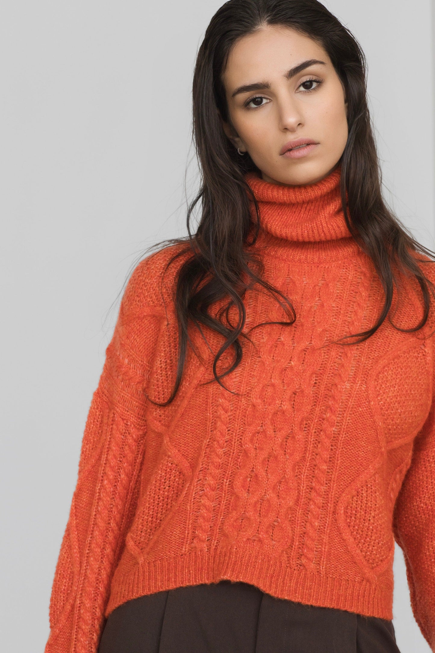 Maglione con treccia a Lana Merinos - Saffira