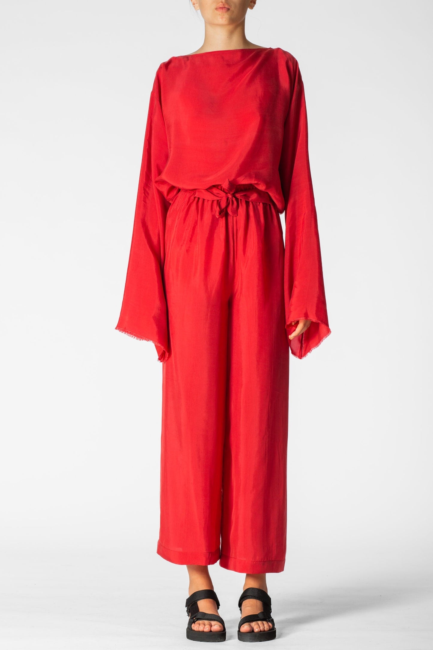 Pantaloni lunghi e larghi 100% BEMBERG Ciclamino/Rosa Cipria