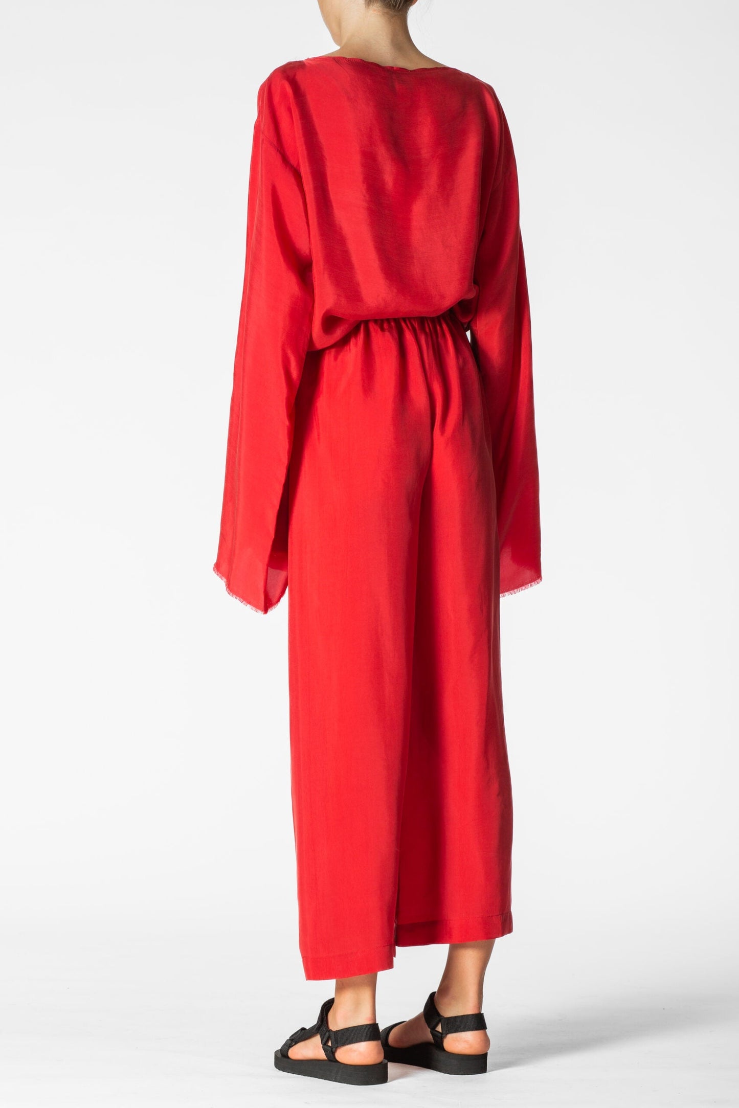 Pantaloni lunghi e larghi 100% BEMBERG Ciclamino/Rosa Cipria