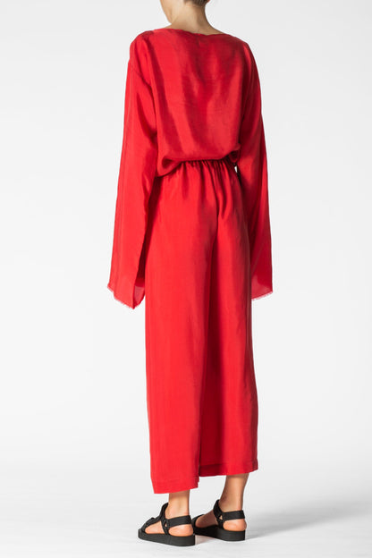 Pantaloni lunghi e larghi 100% BEMBERG Ciclamino/Rosa Cipria