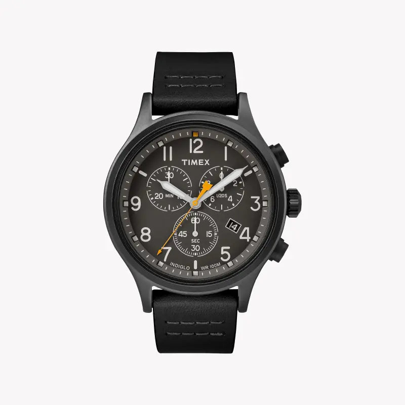Orologio Timex da uomo in pelle nera, quadrante nero | Tw2r47500