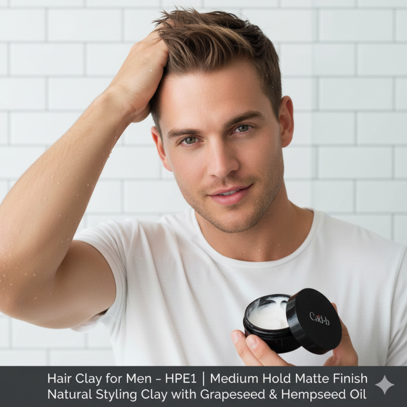 Hair Clay for Men – Medium Hold Matte Finish | Natural Styling Clay with Grapeseed & Hempseed Oil – HPE1