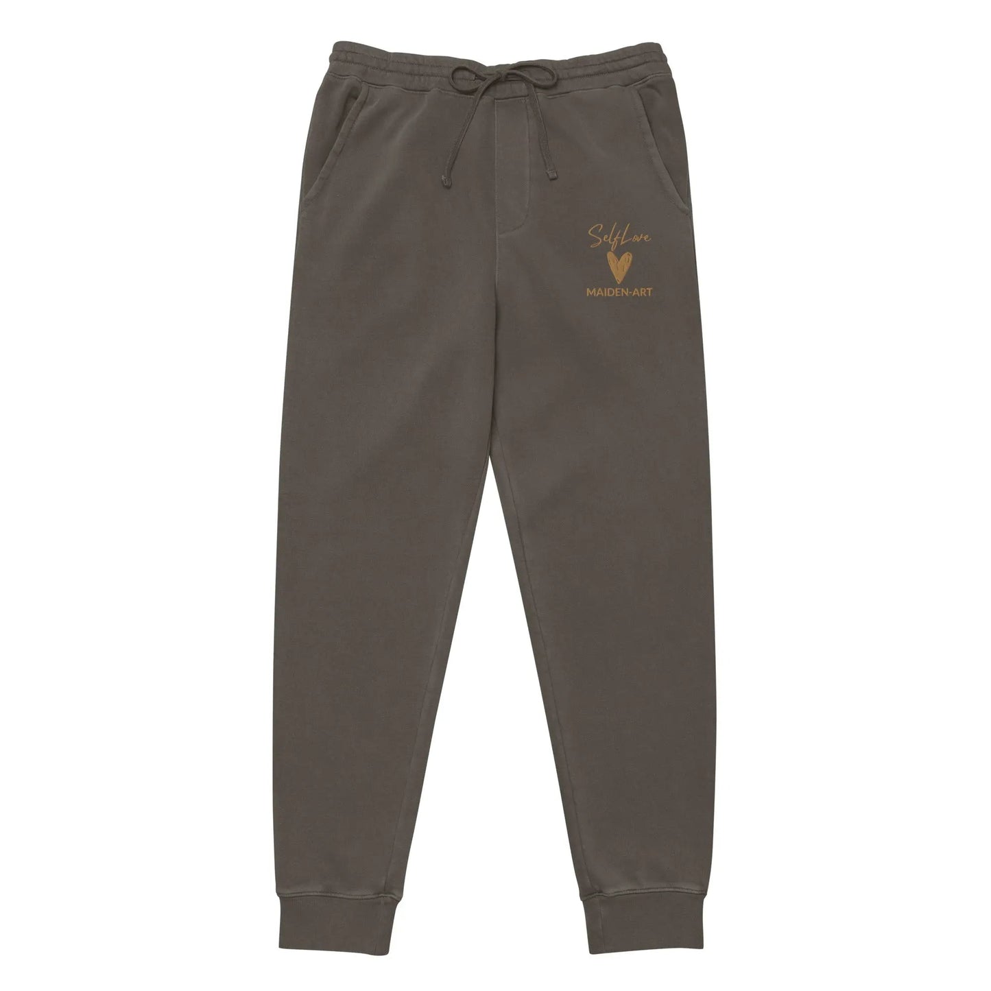 Pantaloni della tuta unisex Self Love tinti a pigmento con ricamo Old Gold - pantaloni della tuta unisex